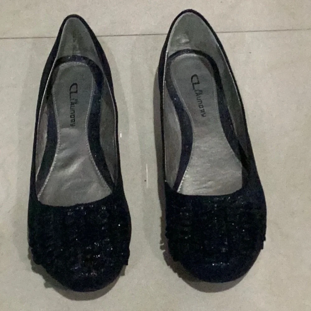 CL by Laundry Glamor Disco Fabric Slip On Ballet Flats, Black SZ 10 - Picture 4 of 8